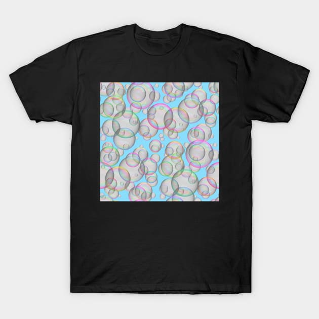 Iridescent Soap Bubbles Variation Blue T-Shirt by dinaaaaaah